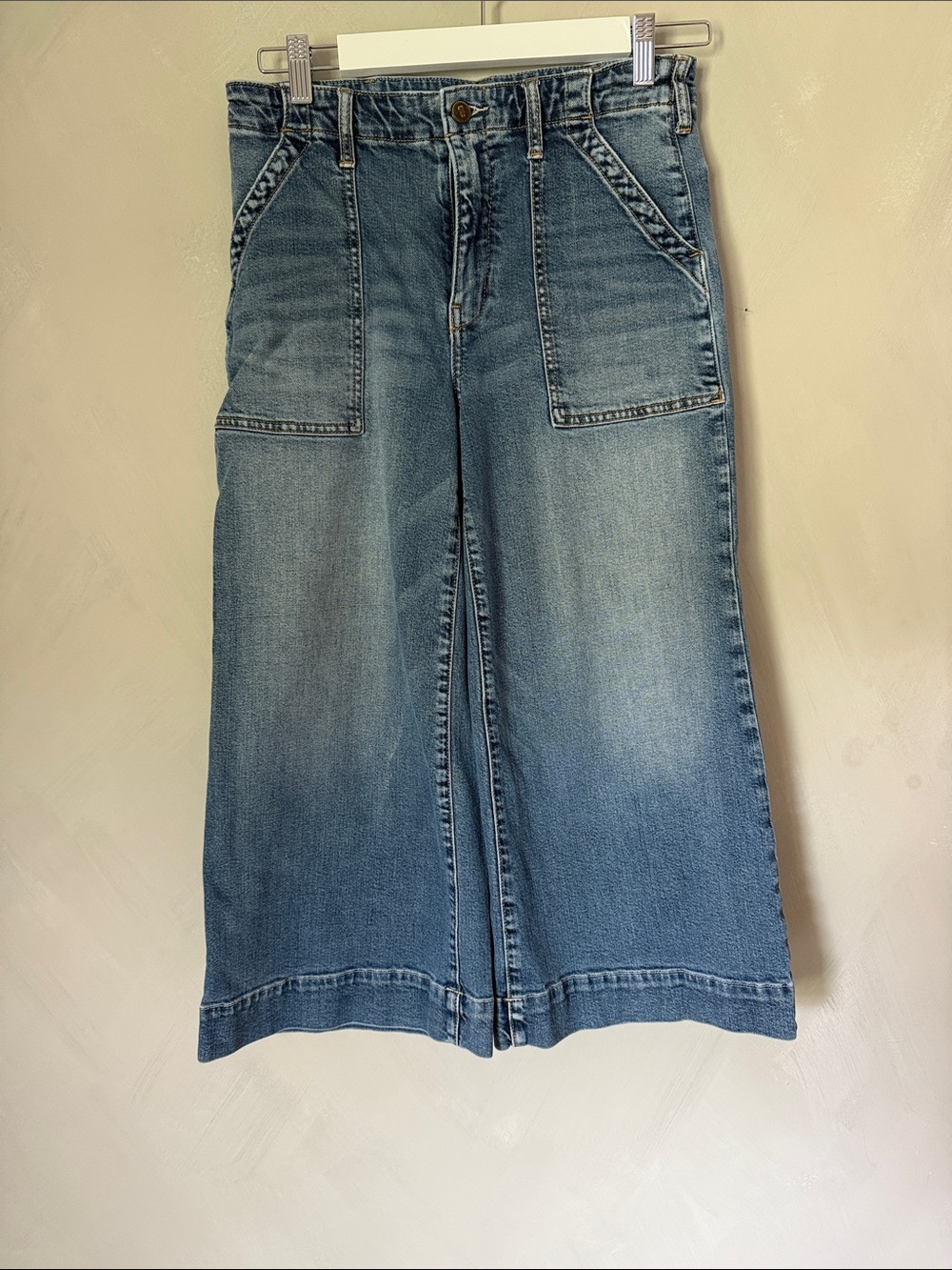 Pilcro Blue Super Soft Wide-Leg Denim Jeans